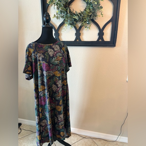 Lularoe Carly Hi Low Swing Dress Fall Floral Hues 3XL - Picture 1 of 3